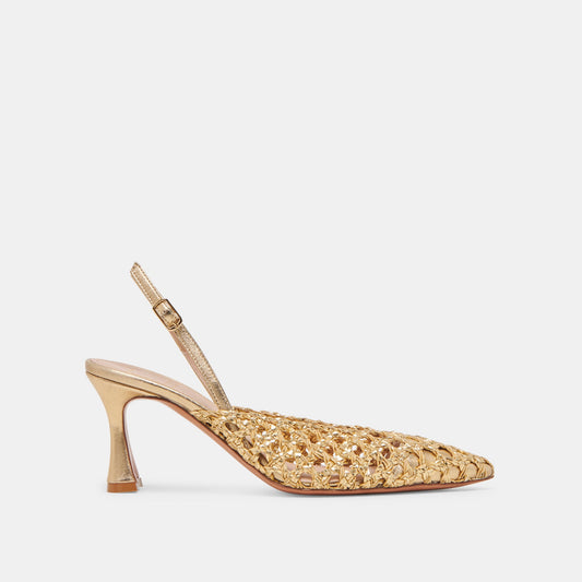 GLORIA HEELS GOLD WOVEN - Dolce Vita