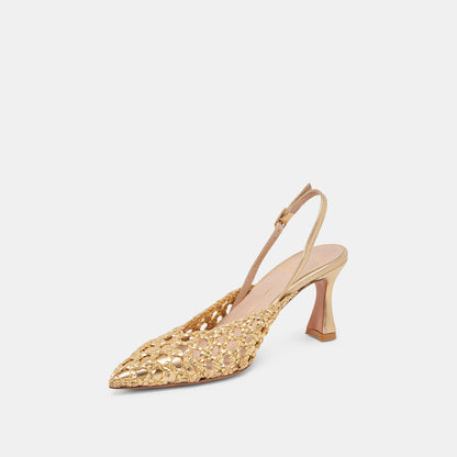 GLORIA HEELS GOLD WOVEN - Dolce Vita