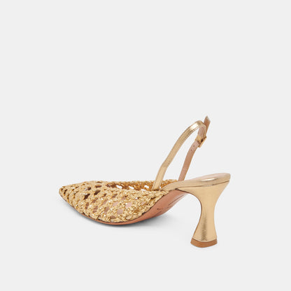 GLORIA HEELS GOLD WOVEN - Dolce Vita