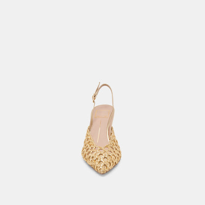 GLORIA HEELS GOLD WOVEN - Dolce Vita