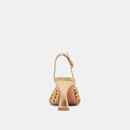 GLORIA HEELS GOLD WOVEN - Dolce Vita