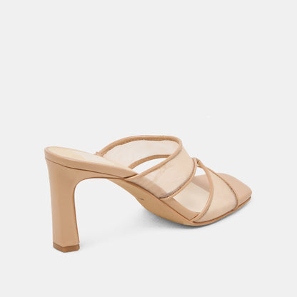 Gitel Wide Light Tan Mesh Heels - Dolce Vita