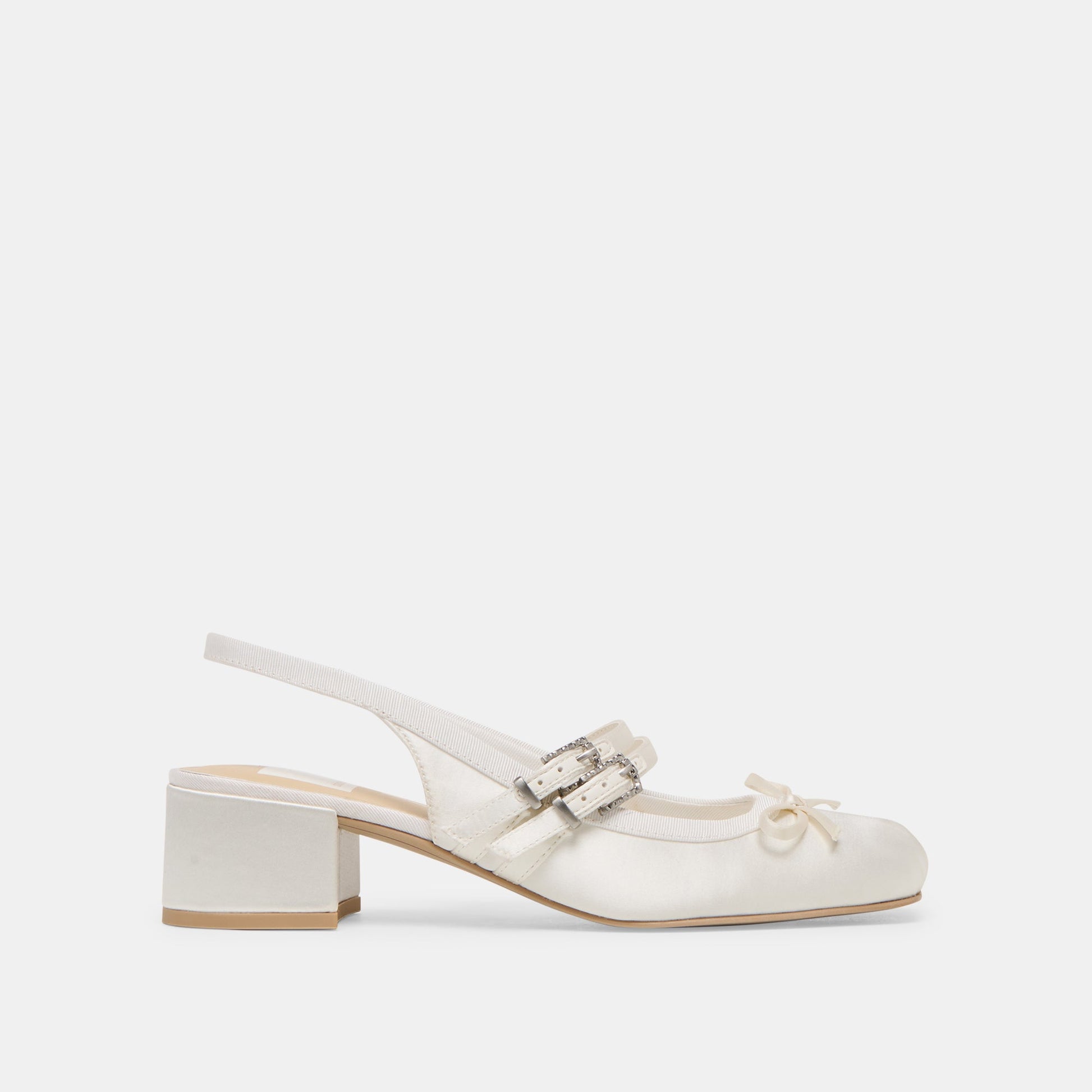 Loris True White Satin Heels - Dolce Vita