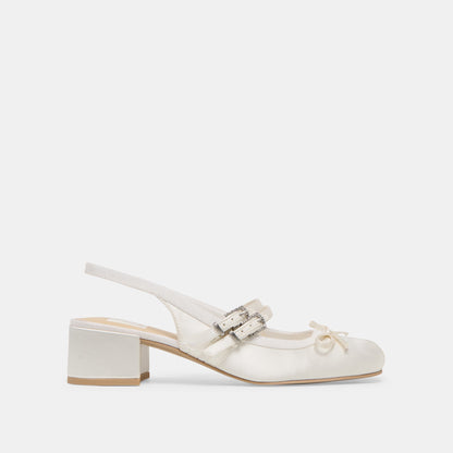 Loris True White Satin Heels - Dolce Vita