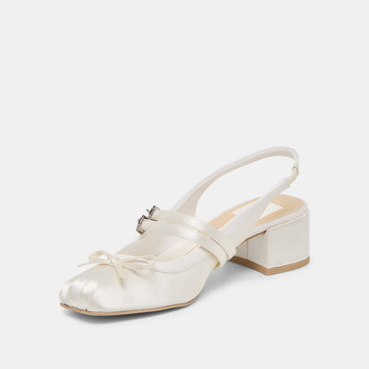 Loris True White Satin Heels - Dolce Vita