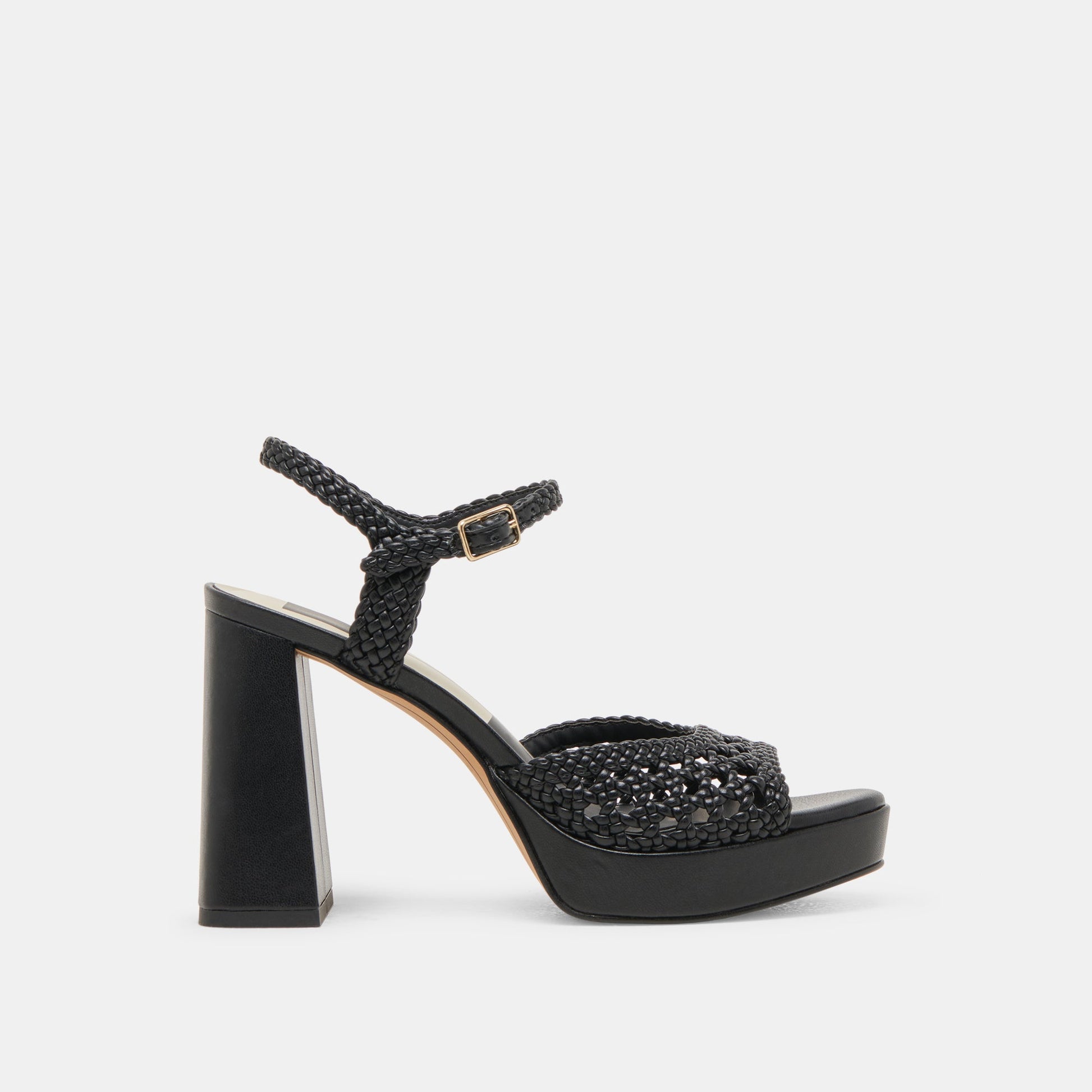 PEYTEN WIDE HEELS BLACK WOVEN STELLA - Dolce Vita