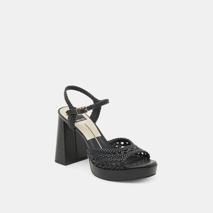 PEYTEN WIDE HEELS BLACK WOVEN STELLA - Dolce Vita