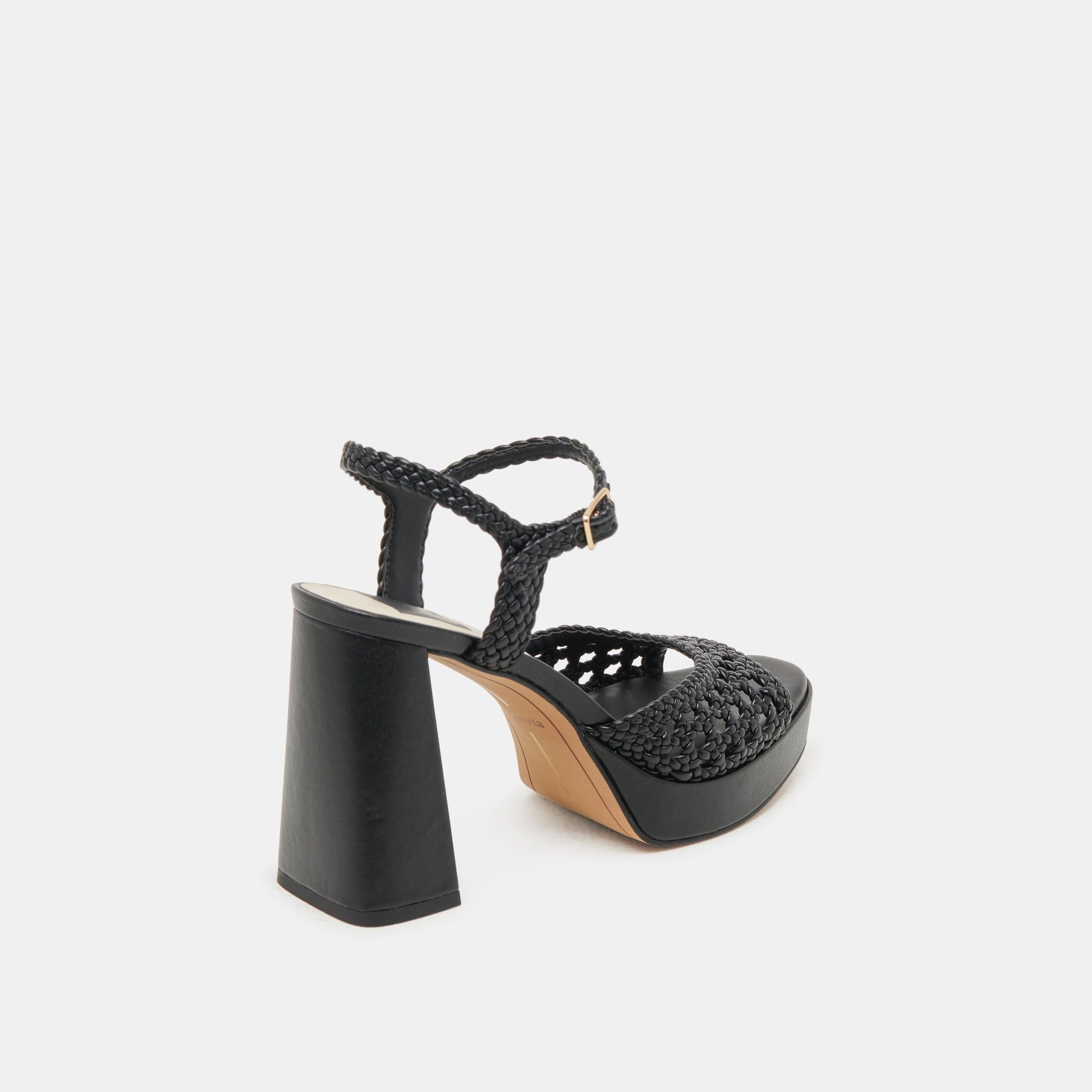 PEYTEN WIDE HEELS BLACK WOVEN STELLA - Dolce Vita