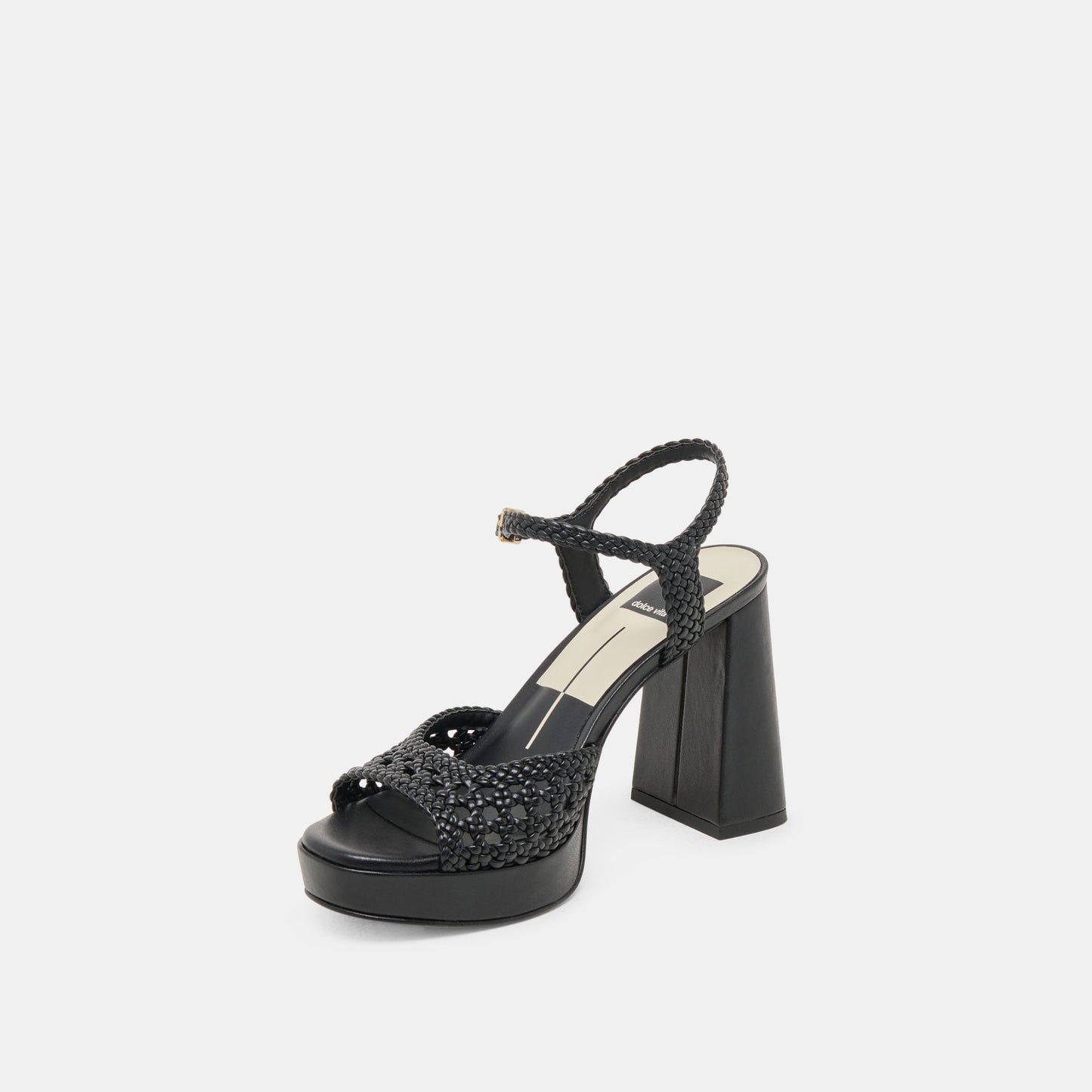 PEYTEN WIDE HEELS BLACK WOVEN STELLA - Dolce Vita
