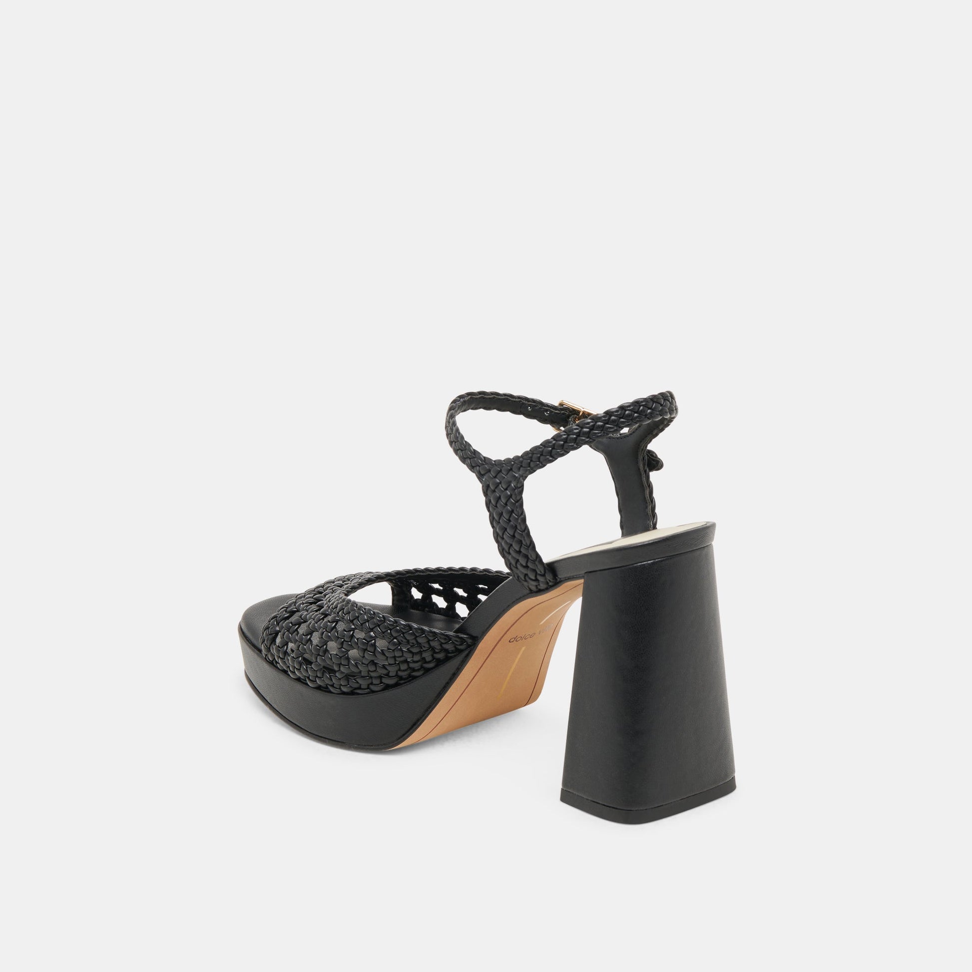 PEYTEN WIDE HEELS BLACK WOVEN STELLA - Dolce Vita