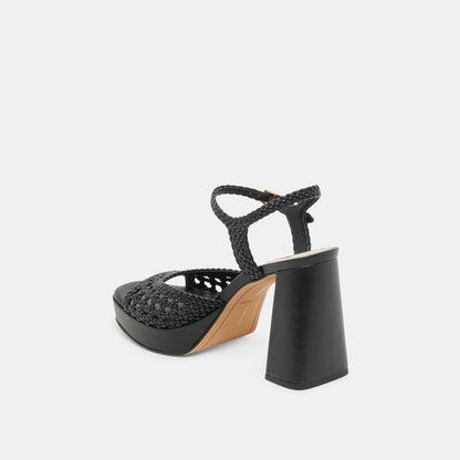 PEYTEN WIDE HEELS BLACK WOVEN STELLA - Dolce Vita