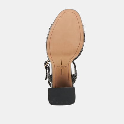 PEYTEN WIDE HEELS BLACK WOVEN STELLA - Dolce Vita
