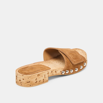 Sandy Chestnut Suede Sandals - Dolce Vita