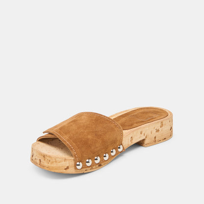 Sandy Chestnut Suede Sandals - Dolce Vita
