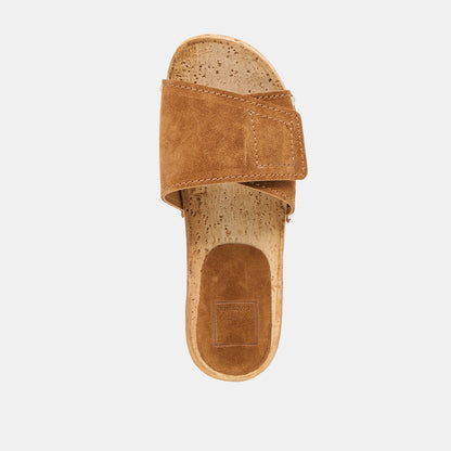 Sandy Chestnut Suede Sandals - Dolce Vita