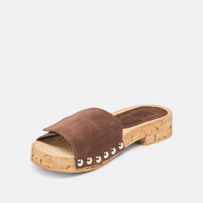 Sandy Dk Brown Suede Sandals - Dolce Vita