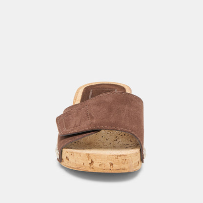 Sandy Dk Brown Suede Sandals - Dolce Vita
