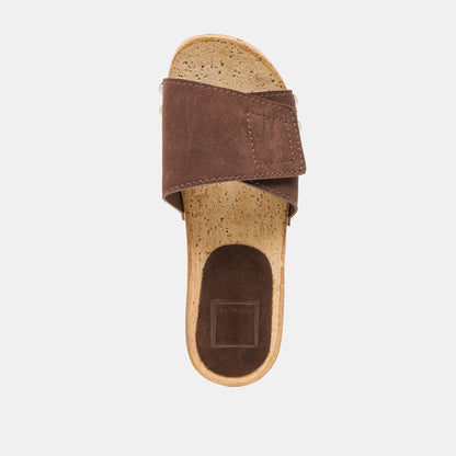 Sandy Dk Brown Suede Sandals - Dolce Vita