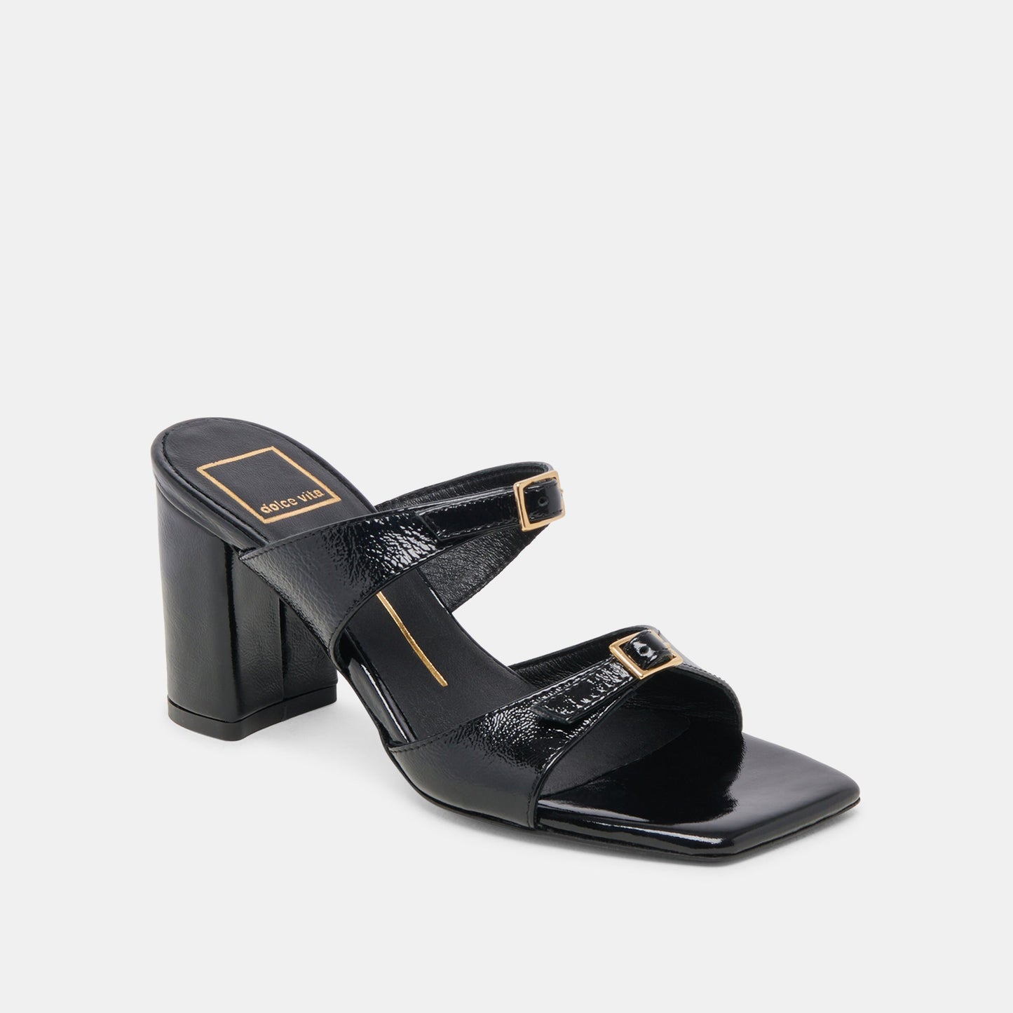 SHANE HEELS MIDNIGHT CRINKLE PATENT - Dolce Vita