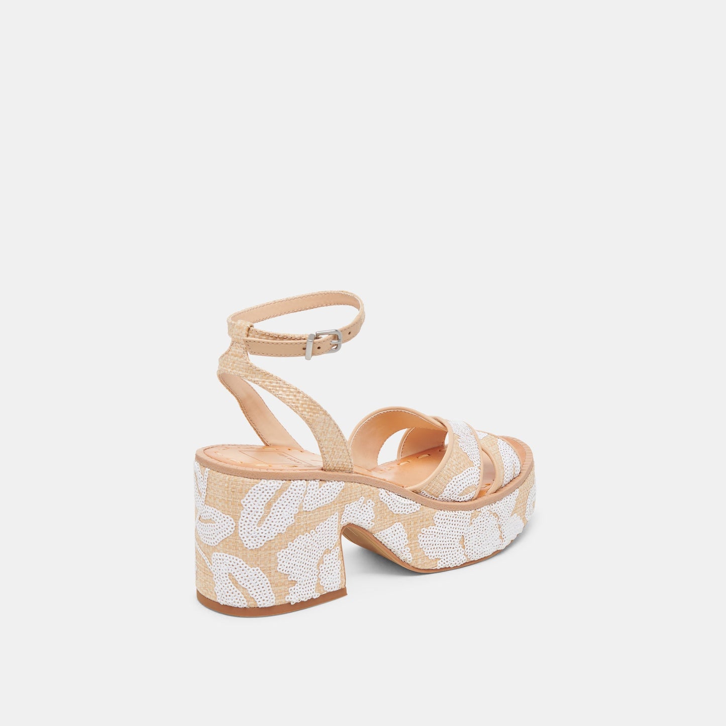 ENIKO HEELS NATURAL MULTI FLORAL SEQUIN - Dolce Vita