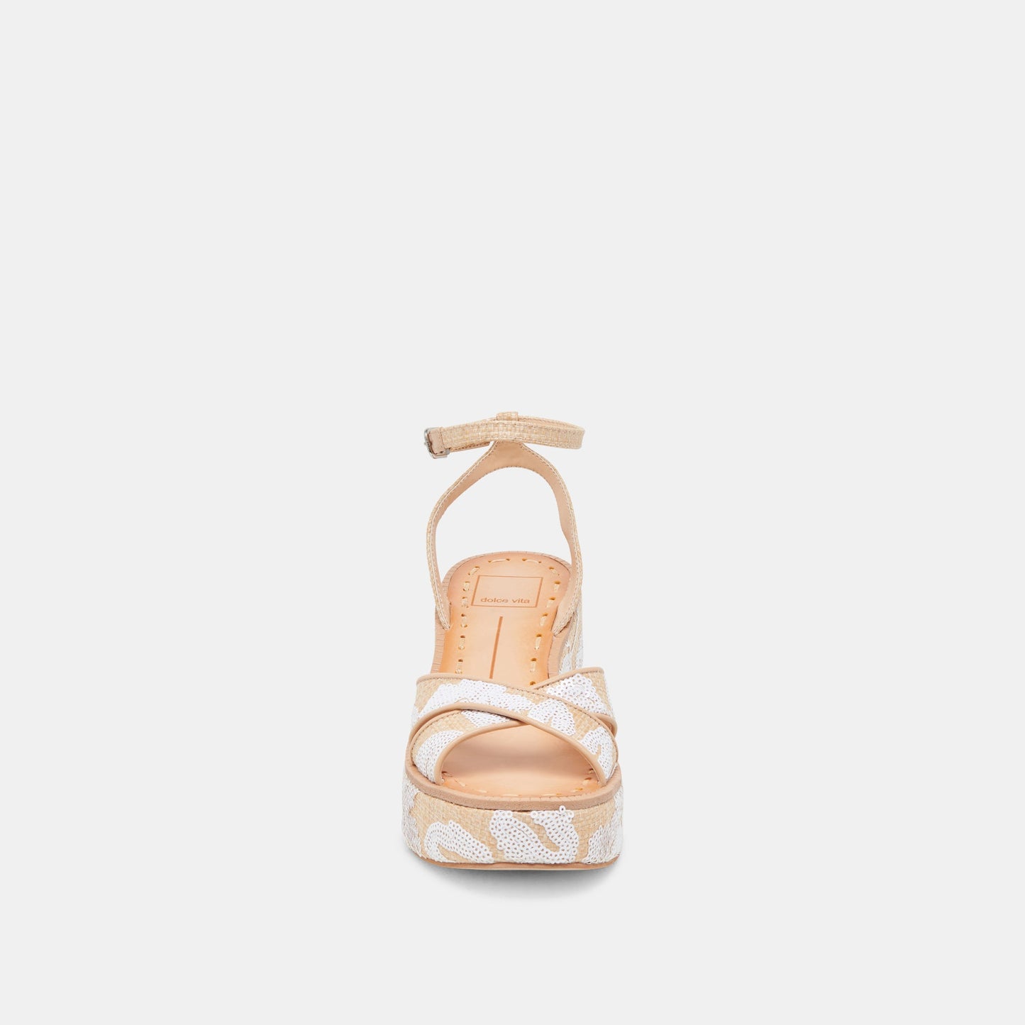 ENIKO HEELS NATURAL MULTI FLORAL SEQUIN - Dolce Vita