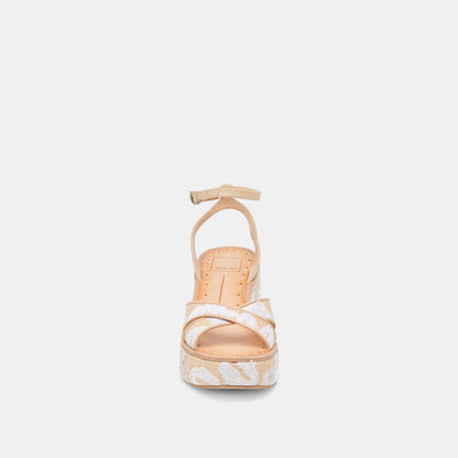 ENIKO HEELS NATURAL MULTI FLORAL SEQUIN - Dolce Vita