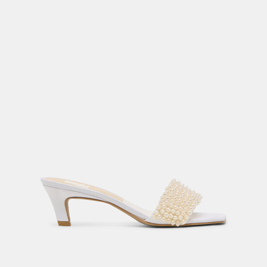 Rexa Pearl Off White Satin Heels - Dolce Vita