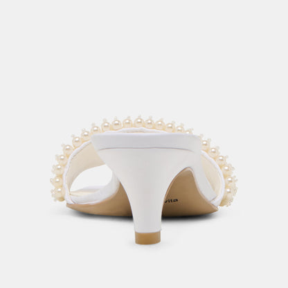 Rexa Pearl Off White Satin Heels - Dolce Vita