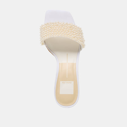 Rexa Pearl Off White Satin Heels - Dolce Vita