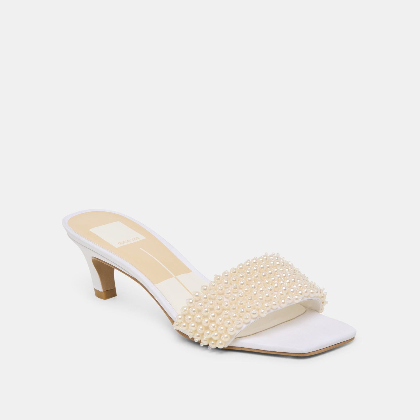 Rexa Pearl Off White Satin Heels - Dolce Vita