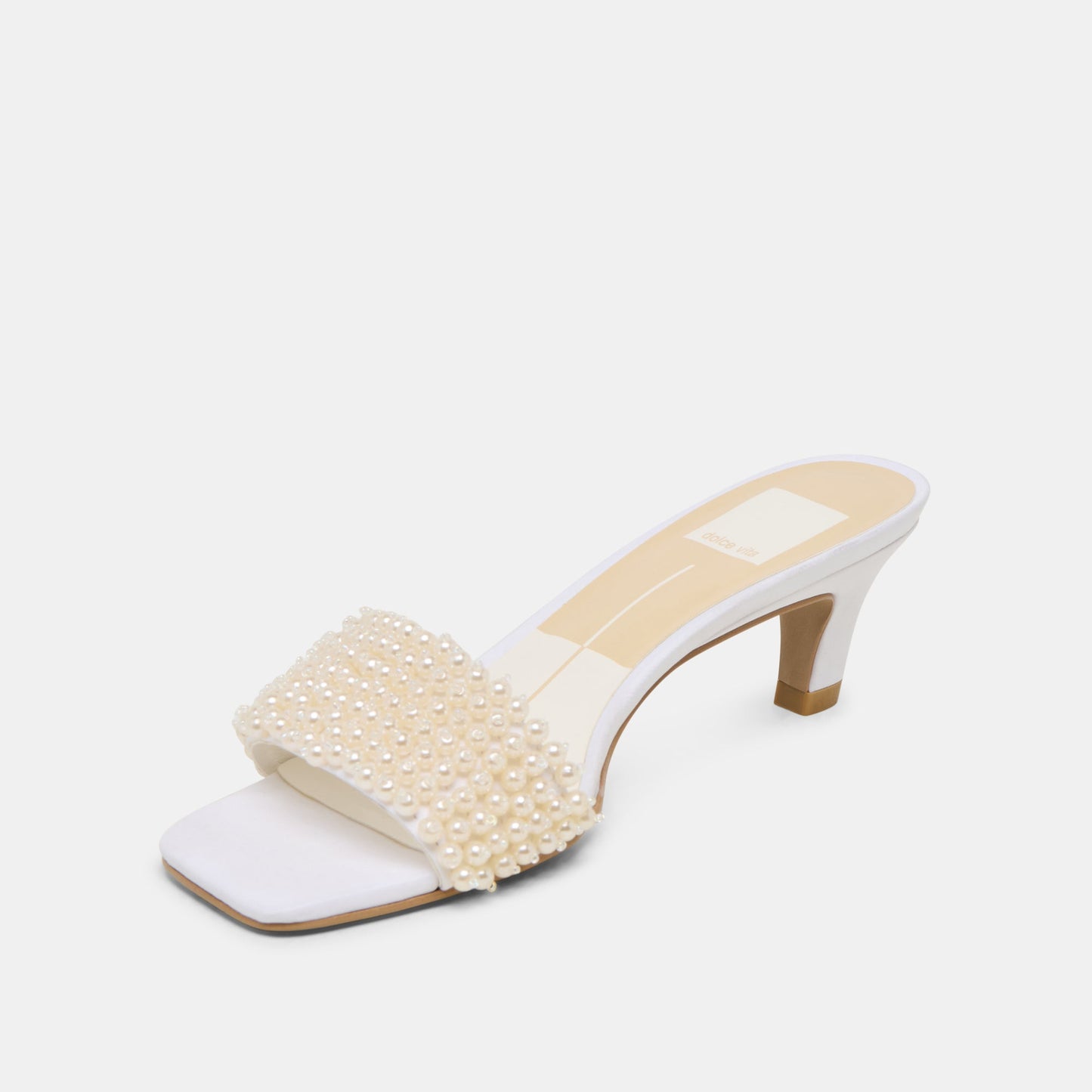 Rexa Pearl Off White Satin Heels - Dolce Vita