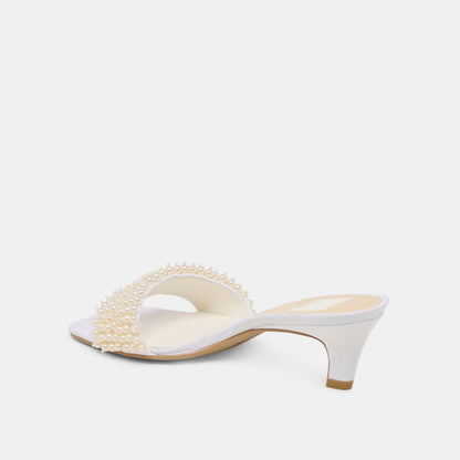 Rexa Pearl Off White Satin Heels - Dolce Vita