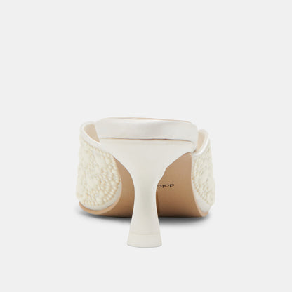 CLAYTN PEARL HEELS TRUE WHITE SATIN - Dolce Vita