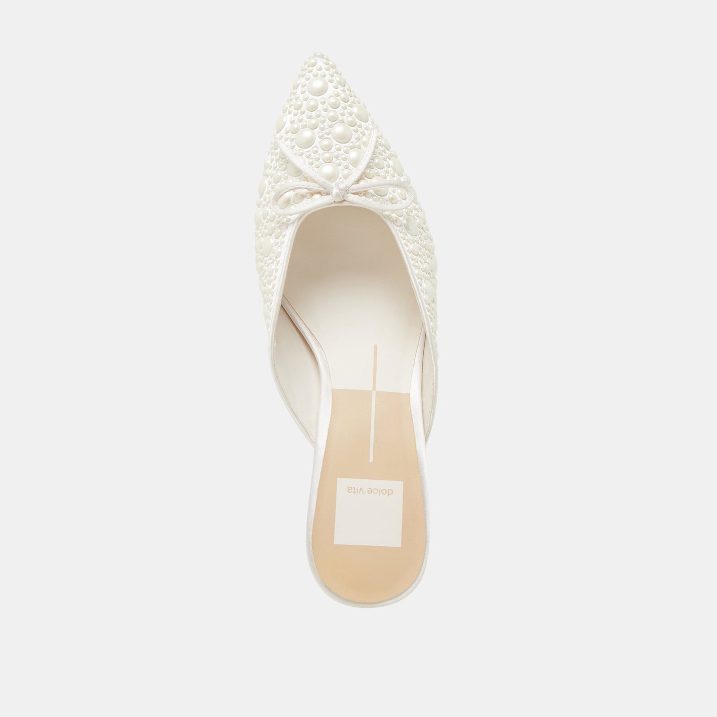 CLAYTN PEARL HEELS TRUE WHITE SATIN - Dolce Vita