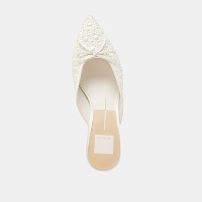 CLAYTN PEARL HEELS TRUE WHITE SATIN - Dolce Vita