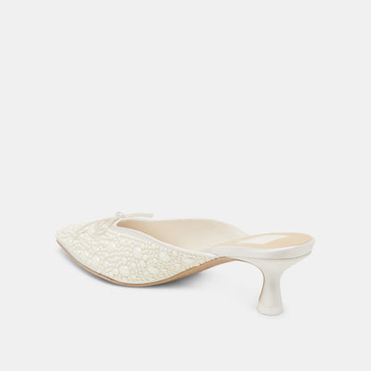 CLAYTN PEARL HEELS TRUE WHITE SATIN - Dolce Vita