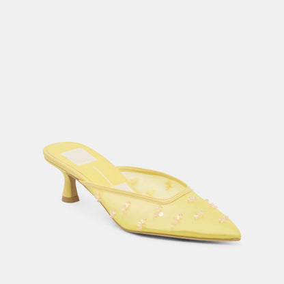 CLARA WIDE HEELS LEMON MESH - Dolce Vita