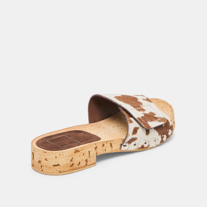 Sandy Cocoa Taurus Calf Hair Sandals - Dolce Vita