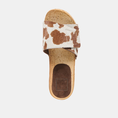 Sandy Cocoa Taurus Calf Hair Sandals - Dolce Vita