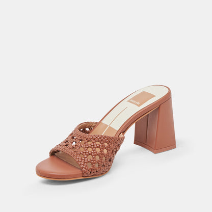 MARGOE HEELS COGNAC WOVEN STELLA - Dolce Vita