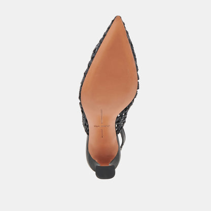 GLORIA HEELS BLACK WOVEN - Dolce Vita