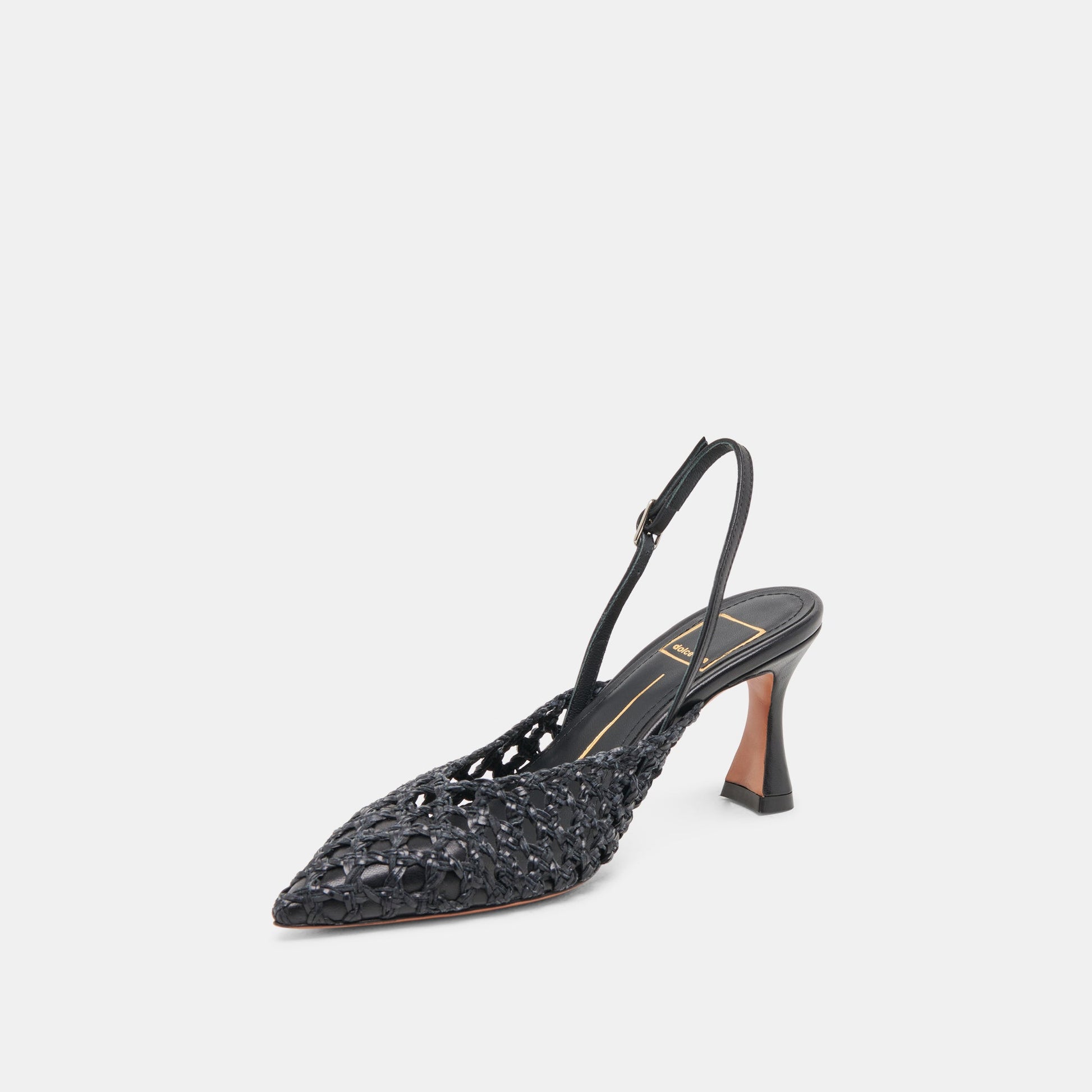 GLORIA HEELS BLACK WOVEN - Dolce Vita
