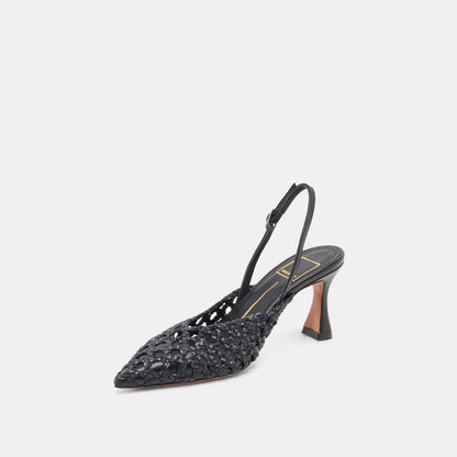 GLORIA HEELS BLACK WOVEN - Dolce Vita