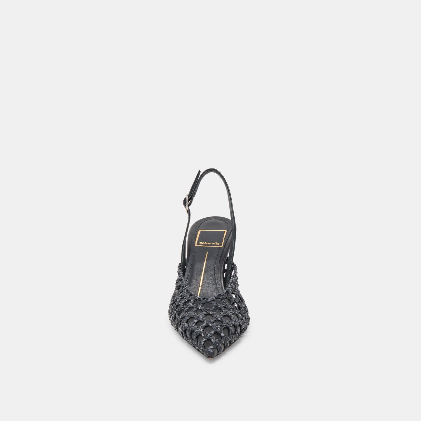 GLORIA HEELS BLACK WOVEN - Dolce Vita