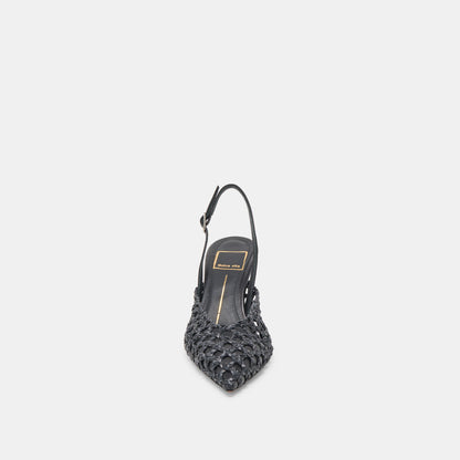 GLORIA HEELS BLACK WOVEN - Dolce Vita