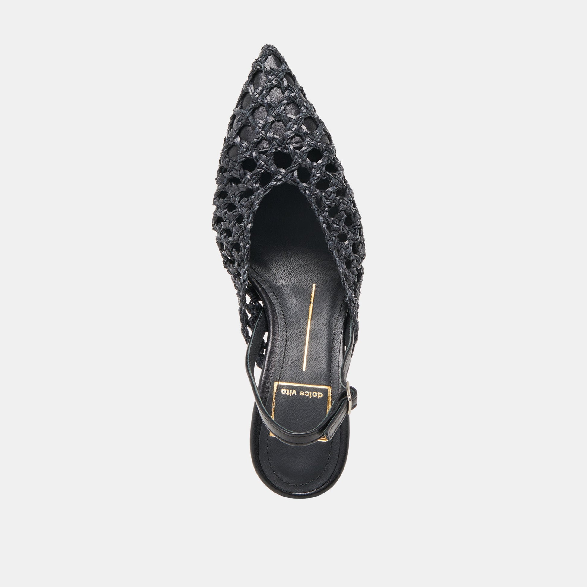 GLORIA HEELS BLACK WOVEN - Dolce Vita