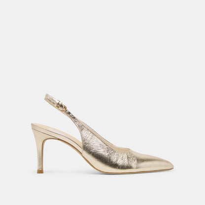 ELASI HEELS LIGHT GOLD CRINKLE PATENT - Dolce Vita