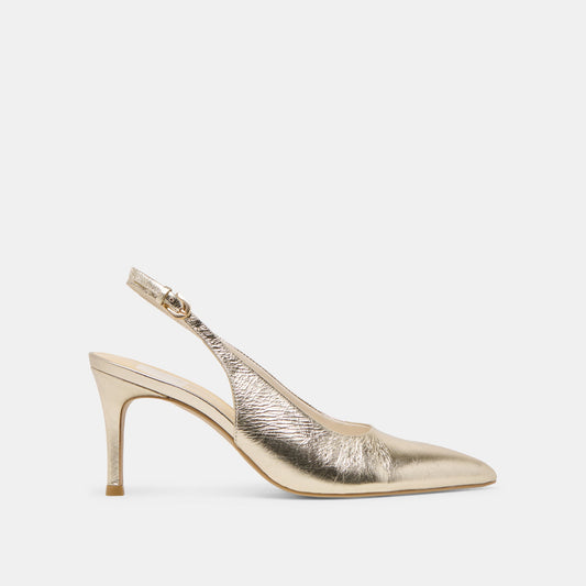 ELASI HEELS LIGHT GOLD CRINKLE PATENT - Dolce Vita