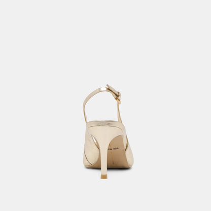 ELASI HEELS LIGHT GOLD CRINKLE PATENT - Dolce Vita
