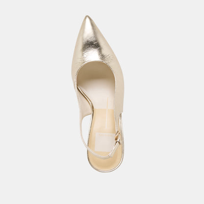 ELASI HEELS LIGHT GOLD CRINKLE PATENT - Dolce Vita